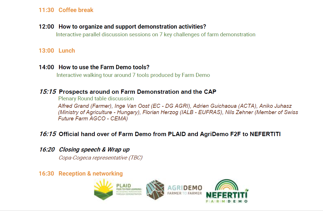Farm Demo programme 2nd half